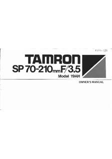 Tamron 70-210/3.5 manual. Camera Instructions.